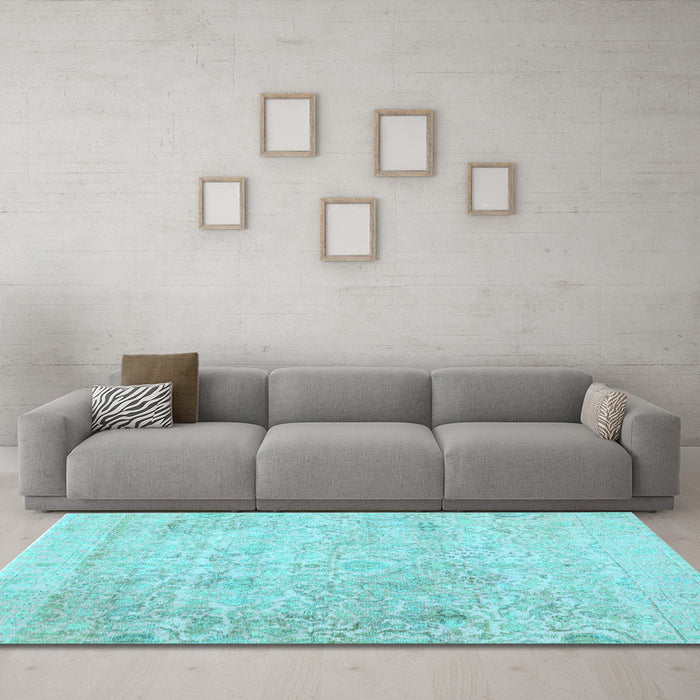 Machine Washable Abstract Light Blue Contemporary Rug in a Living Room, wshcon604lblu