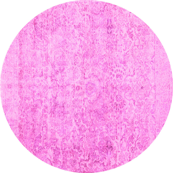 Round Abstract Pink Contemporary Rug, con604pnk
