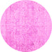 Round Abstract Pink Contemporary Rug, con604pnk