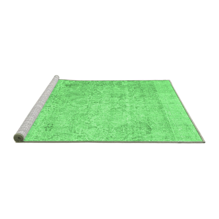 Sideview of Machine Washable Abstract Emerald Green Contemporary Area Rugs, wshcon604emgrn