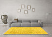 Machine Washable Abstract Yellow Contemporary Rug in a Living Room, wshcon604yw
