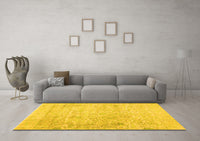 Machine Washable Abstract Yellow Contemporary Rug, wshcon604yw