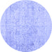 Round Abstract Blue Contemporary Rug, con604blu