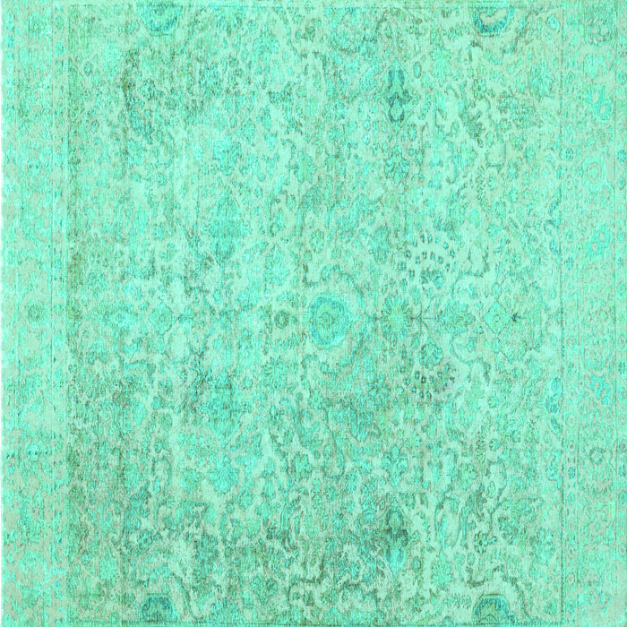 Square Abstract Turquoise Contemporary Rug, con604turq