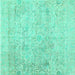 Square Abstract Turquoise Contemporary Rug, con604turq