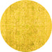 Round Abstract Yellow Contemporary Rug, con604yw