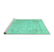 Sideview of Machine Washable Abstract Turquoise Contemporary Area Rugs, wshcon604turq