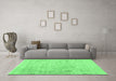 Machine Washable Abstract Emerald Green Contemporary Area Rugs in a Living Room,, wshcon604emgrn