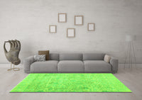 Machine Washable Abstract Green Contemporary Rug, wshcon604grn