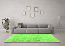 Machine Washable Abstract Green Contemporary Area Rugs in a Living Room,, wshcon604grn