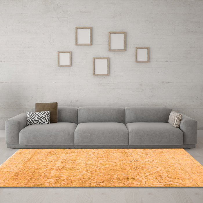 Machine Washable Abstract Orange Contemporary Area Rugs in a Living Room, wshcon604org