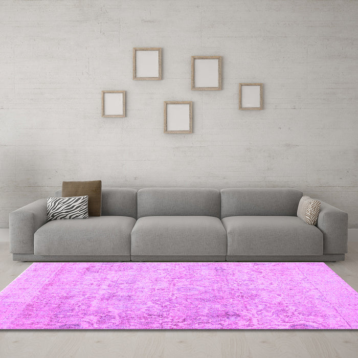Machine Washable Abstract Purple Contemporary Area Rugs in a Living Room, wshcon604pur