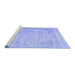 Sideview of Machine Washable Abstract Blue Contemporary Rug, wshcon604blu