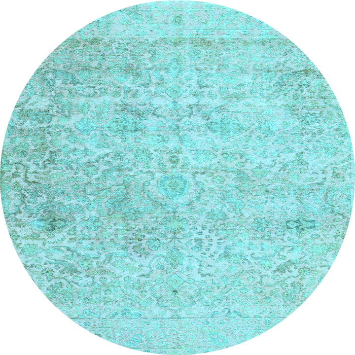 Round Machine Washable Abstract Light Blue Contemporary Rug, wshcon604lblu