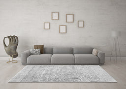 Machine Washable Abstract Gray Contemporary Rug in a Living Room,, wshcon604gry