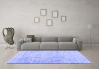 Machine Washable Abstract Blue Contemporary Rug, wshcon604blu