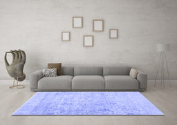 Machine Washable Abstract Blue Contemporary Rug in a Living Room, wshcon604blu