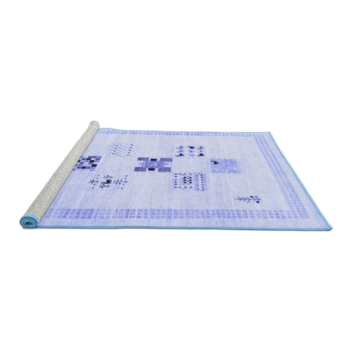 Sideview of Machine Washable Solid Blue Modern Rug, wshcon605blu