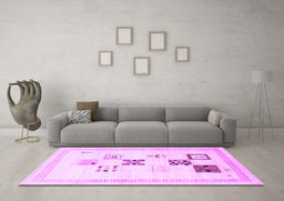 Machine Washable Solid Purple Modern Area Rugs in a Living Room, wshcon605pur