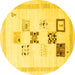 Round Machine Washable Solid Yellow Modern Rug, wshcon605yw