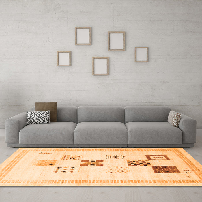 Machine Washable Solid Orange Modern Area Rugs in a Living Room, wshcon605org