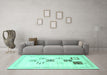 Machine Washable Solid Turquoise Modern Area Rugs in a Living Room,, wshcon605turq