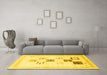 Machine Washable Solid Yellow Modern Rug in a Living Room, wshcon605yw