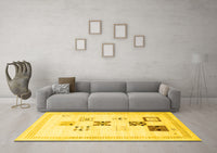 Machine Washable Solid Yellow Modern Rug, wshcon605yw