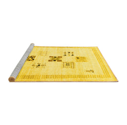 Sideview of Machine Washable Solid Yellow Modern Rug, wshcon605yw