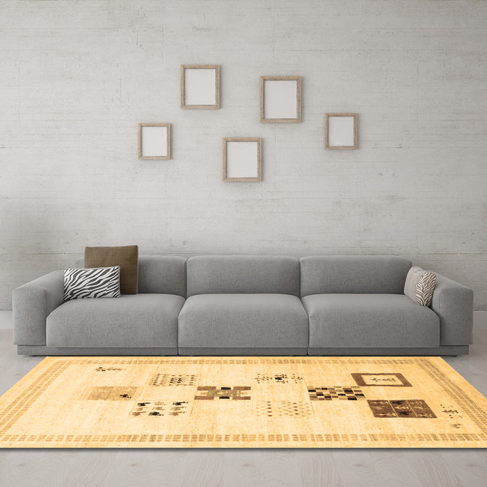 Machine Washable Solid Brown Modern Rug in a Living Room,, wshcon605brn