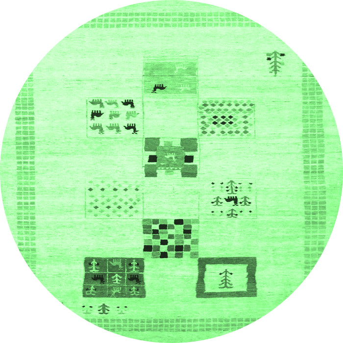 Round Machine Washable Solid Emerald Green Modern Area Rugs, wshcon605emgrn