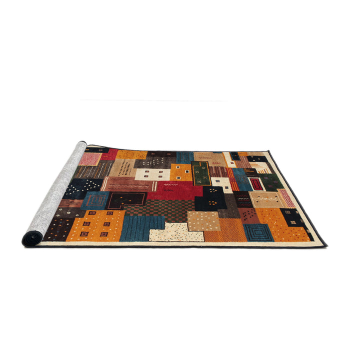 Serging Thickness of Machine Washable Contemporary Sand Brown Rug, wshcon606