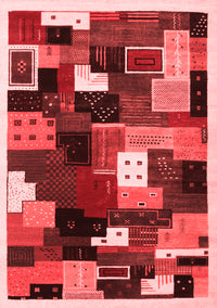 Abstract Red Contemporary Rug, con606red