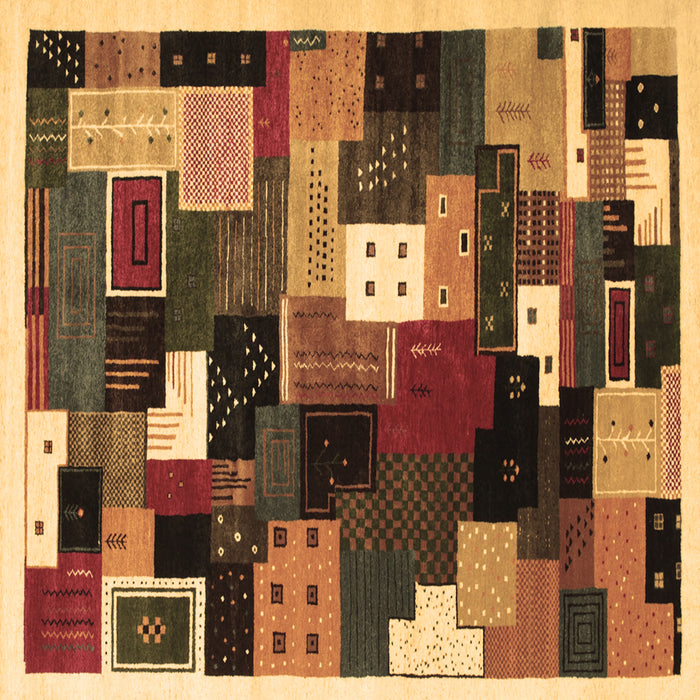 Square Machine Washable Abstract Brown Contemporary Rug, wshcon606brn