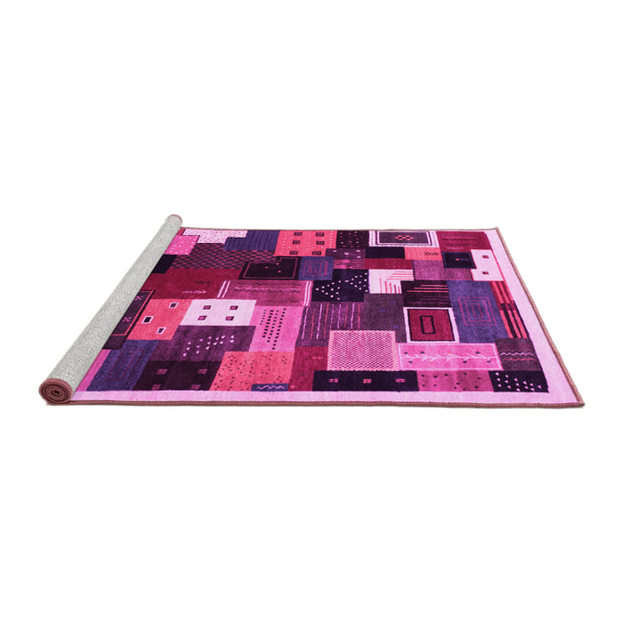 Sideview of Machine Washable Abstract Pink Contemporary Rug, wshcon606pnk