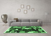 Machine Washable Abstract Emerald Green Contemporary Rug, wshcon606emgrn