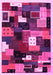 Machine Washable Abstract Pink Contemporary Rug, wshcon606pnk