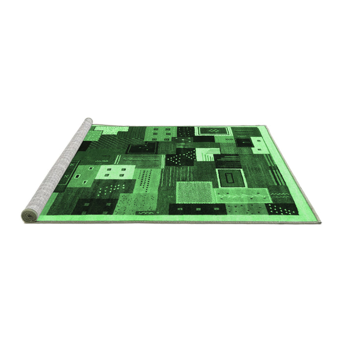 Sideview of Machine Washable Abstract Emerald Green Contemporary Area Rugs, wshcon606emgrn