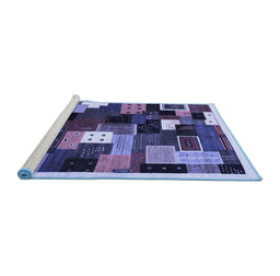 Sideview of Machine Washable Abstract Blue Contemporary Rug, wshcon606blu