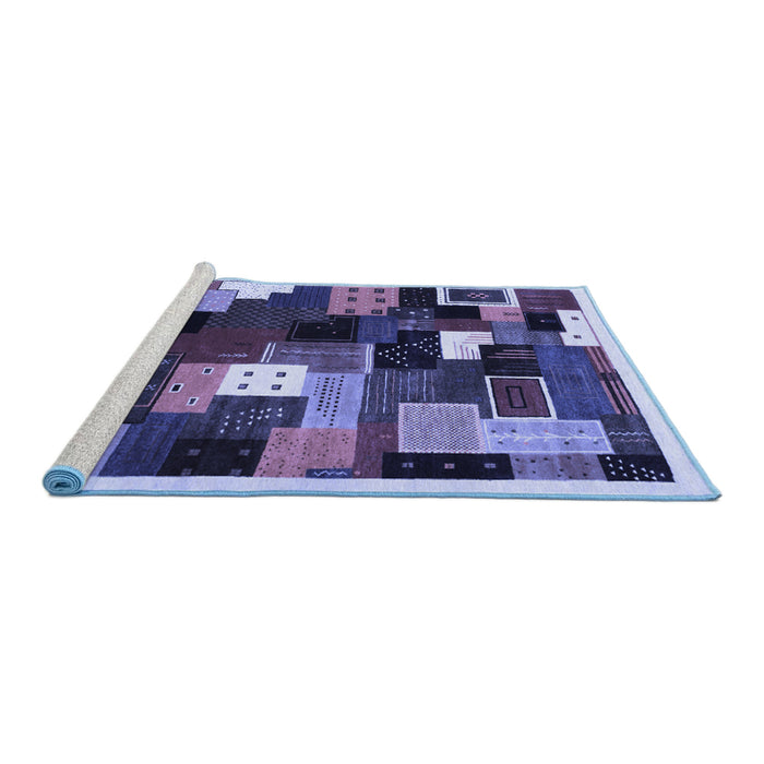 Sideview of Machine Washable Abstract Blue Contemporary Rug, wshcon606blu