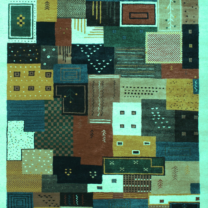Machine Washable Abstract Turquoise Contemporary Area Rugs, wshcon606turq