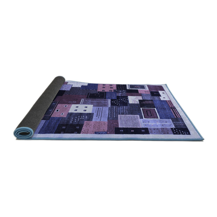 Sideview of Abstract Blue Contemporary Rug, con606blu