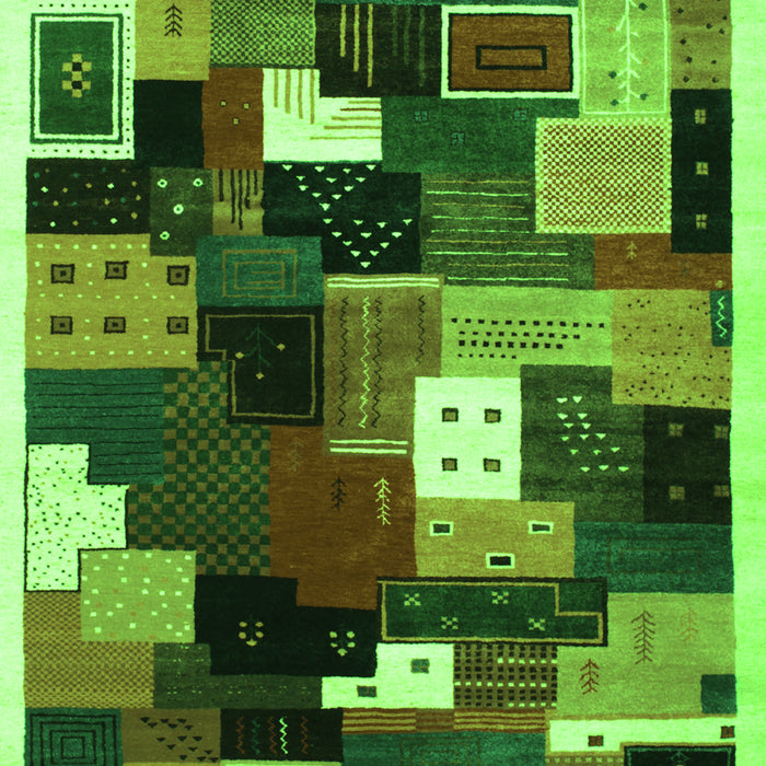 Serging Thickness of Machine Washable Abstract Green Contemporary Area Rugs, wshcon606grn