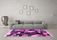 Machine Washable Abstract Purple Contemporary Rug, wshcon606pur