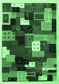 Abstract Emerald Green Contemporary Rug, con606emgrn