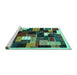 Sideview of Machine Washable Abstract Turquoise Contemporary Area Rugs, wshcon606turq