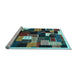 Sideview of Machine Washable Abstract Light Blue Contemporary Rug, wshcon606lblu