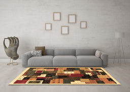 Machine Washable Abstract Brown Contemporary Rug in a Living Room,, wshcon606brn