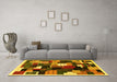 Machine Washable Abstract Yellow Contemporary Rug in a Living Room, wshcon606yw