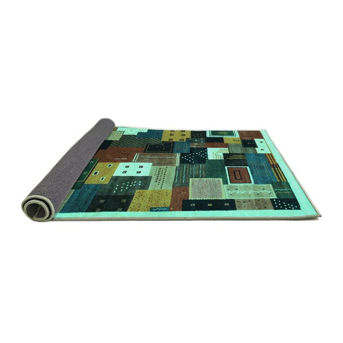 Sideview of Abstract Turquoise Contemporary Rug, con606turq